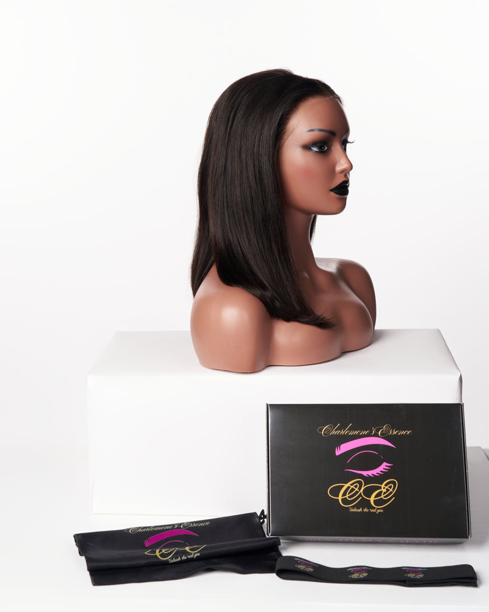 13*4 glueless 100% human hair 14" straight bob wig