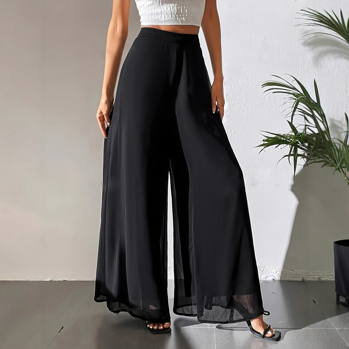 Casual Chiffon Wide-leg Pants Loose Trousers