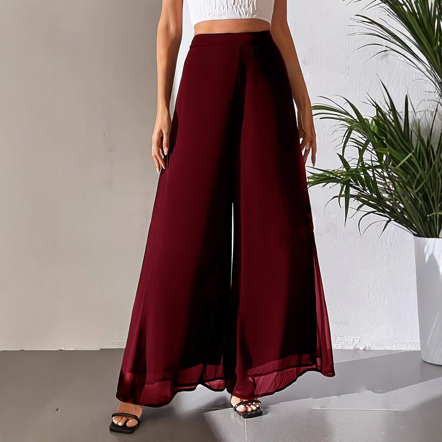 Casual Chiffon Wide-leg Pants Loose Trousers